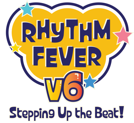 Rhythm Fever v6 logo. Subtext: Stepping up the beat!